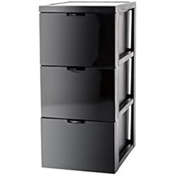 Iris Ohyama, Armoire de rangement design 3 tiroirs - Style Chest - SCF-303,plastique, noir, 45 L, 29 x 39 x 61,5 cm
