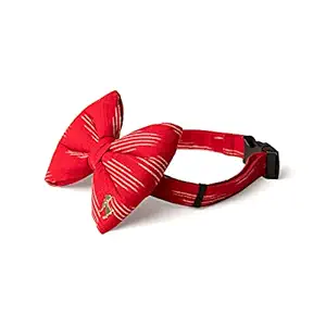 HUFT Scarlet Bond Ikat Fabric Dog Bow Tie with Strap