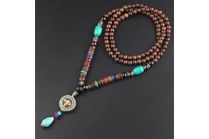 HXSCOO Amplificatore Pendente con Perline in Legno Mala Buddista Lungo Nepal Vintage; Collana Etnica Boemia Boho Buddha Fortunato Gioielli for Donna Uomo (Color : Style4)