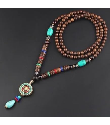 Collana In Agata Dzi Tibetana - Pendente Nove Occhi Guanyin, Pietra Curativa Unisex