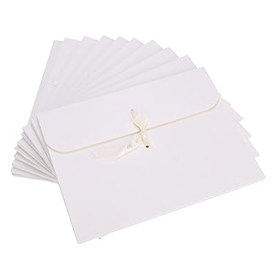 LONTG Lot de 10 Enveloppes de Mariage Noël Anniversaire Cérémonie Enveloppe en Papier Kraft de Correspondances Carte Postale Invitation Rétro Boîte Sac de Cadeau(Echarpe Mouchoir Bonbon) avec Ruban Exquis