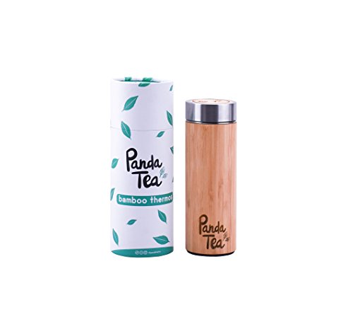 Panda Tea - Thermos/Infuseur en Bamboo - 360 mL ecofriendly pour thé, thé glacé, infusion, tisane, infusion de fruits