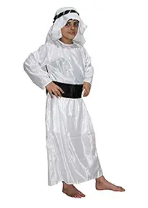 Kaku Fancy Dresses Shefard/Arabian Shaikh Global Traditional Costume -Black & White, 7-8 Years, for Boys
