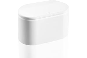 ACONDE Stołowy kosz na śmieci, do biura, z pokrywką, do łazienki, kuchni, biura, przenośny uchwyt, biały