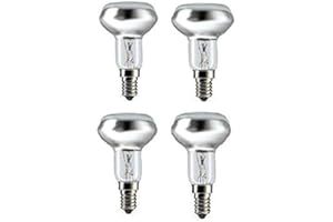 4 x Dimmable Halogen Energy Saving Reflector Spotlight R50 Light Bulbs 42w SES E14. Small Edison Screw Cap Fitting Gives Equivalent Output of 60w Lamps.
