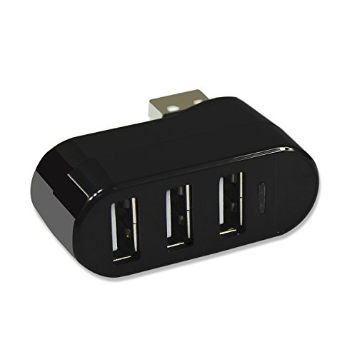 USB Hub 2.0 Ports 3 180 Grad Drehung Mini Rotate-Teiler-Adapter für PC Laptop Schwarz - 4
