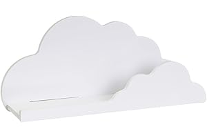 LOLAhome Estantería Flotante Infantil Blanca con Forma de Nube para Pared | Estante Infantil diseño Nube Blanco de 60 cm