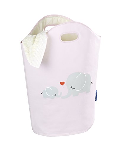 Wenko 62120100 Wäschesammler Kids Elli Wäschekorb Fassungsvermögen 24 L, Polyester, Rosa, 20 x 40 x 52 cm