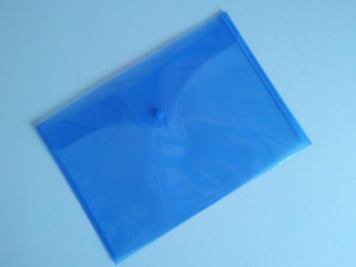 1 X A4 Blue Plastic Document Wallet Folder - Secure Press Stud Closure