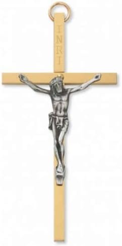 4" Brass Crucifix with Silver Corpus Gift Box Included 4" Length Made in the USA by MVCAN