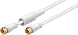 longitud: 7,50 m Cable coaxial MANAX SAT, conector F, blindado, plano, 7.5 m, blanco / dorado con ojales