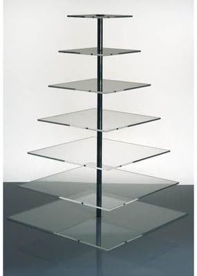 Wedding Acrylics Monochrome 7 Tier Square Clear Acrylic Cupcake Stand