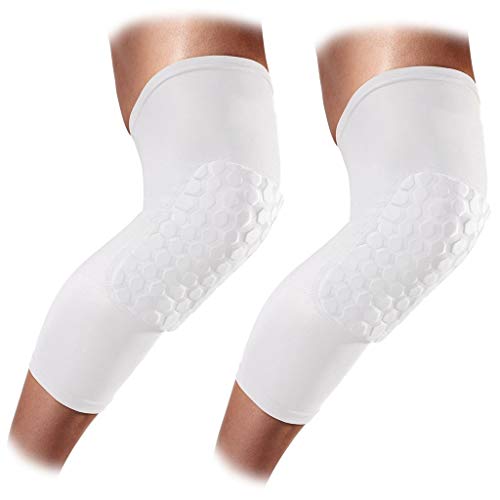 NONMON Rodillera Extensible Baloncesto, Soporte Deportivo y Protector para Rodillas, Adecuado para Hombres y Mujeres (L/Blanco)