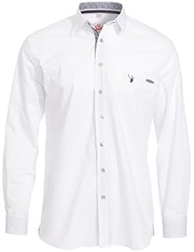 Spieth & Wenksy Herren Slim Fit Trachten Hemd Askot weiß-rot