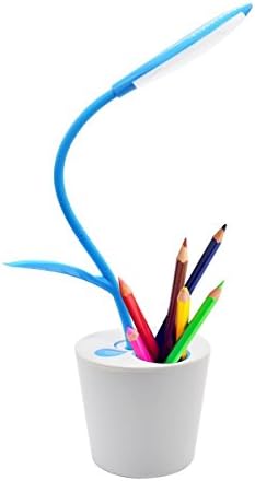 KANGVO® Flexible USB Touch LED Desk Lamp with 3-Level Dimmer and Decor Plant Pencil Holder,Multifunctional Sapling Pen Holder LED Desk Lamp For Bedroon,Office and Study (Blue)