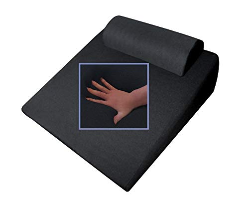 Orthopädisches Gelschaum REFLUX Kopfkissen Gel Keilkissen Nackenkissen mit Nackenstützkissen Nackenrolle 65 x 60 x 32 cm Schwarz Keilförmiges Kissen Softes Weiches Kissen zum Lesen + Fernsehen