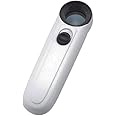 JUSTAKEIT Magnifying Glass Handheld 40x Magnifier Magnifying Glass with 2 LED Light High Power Magnifier | Loupe Acrylic, Loupe Loop Lens Glass for Reading Jewelry Watch Repair Tool