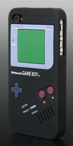 PENCILUPNOSE® for APPLE IPHONE 4 4G AND 4S NINTENDO DESIGN LIGHT PINK GAMEBOY SILICONE CASE PLUS SCREEN PROTECTOR BLACK