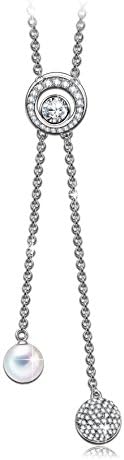 J NINA Carefree Young Girl Circle Elements Sweater Chain, Y-shaped Woman Necklace with Crystals from Swarovski