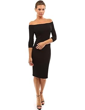 PattyBoutik Damen schulterfreies Kleid mit langen Ärmeln