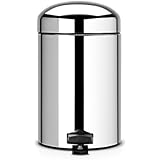 Brabantia Pedal Bin Retro - Cubo de basura, 3 litros, cubo interior de plástico extraíble, acero brillante
