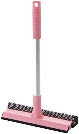 Japace® Multi-function Shower Squeegee / Duplex Glass Brush / Window Wiper with Thick Aluminum Handle for Bathroom Mirror Window Glass Cleaning(Pink)