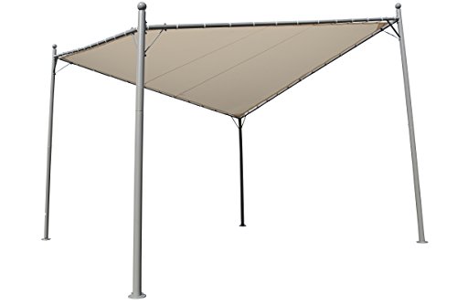 OUTFLEXX hochwertiger Deltapavillon aus silber mattem Aluminium, Dachrohre aus Stahl, Dach aus Polyester in beige, 350 x 350 x 288 cm, modern, Deltaform, dreieckig, wetterfest, Sonnensegel - 3