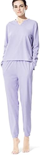 HXQ Women Pajama Set Nightclothes Long Sleeves Leisure wear , purple , m