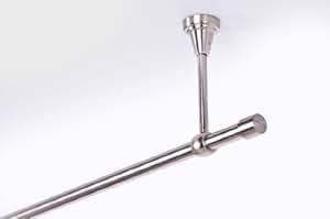 Gardinenstangen-Set Edelstahl Optik - 16mm Ø 80cm Decken/Wandbefestigung