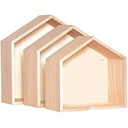 Artemio 14001561 Set de 3 étagères en Bois décorer, Plastique, 30x10x30 cm 27x26, 24x22,5x10 cm