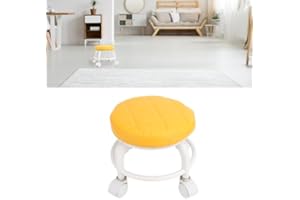 BEWINNER Sgabello per Pedicure in Pelle PU, Sgabello Basso con Ruote, Sgabello da Garage con Ruote, Sedile con Ruote Basse, Sedia a Rotelle Girevole con Ruote Mute per Negozio di Home