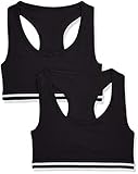 Espalda olímpica IRIS & LILLY, Sujetador Deportivo para Mujer, Negro (Black), X-Small, Pack de 2