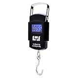 Mango de acero retráctil Yizhet Báscula Digital de Equipaje con Gancho 50kg/110lbs de Precisión Balanza Electrónico para Maletas Equipaje de Viaje Báscula, Cocina, Pesca y Caza (Negro)