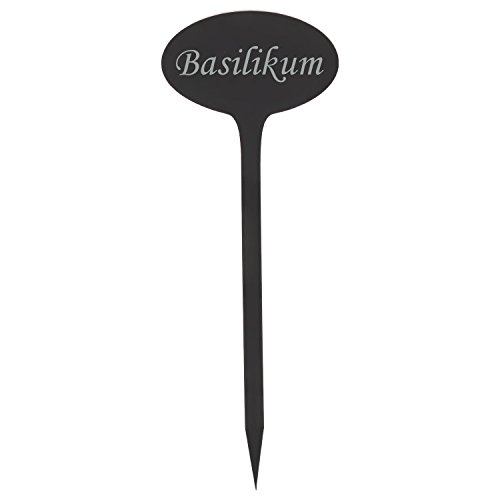 Acrylglas Pflanzschilder Oval grau transparent - Gartenstecker, Kräuterschilder, Pflanzenstecker - Auswahl + Wunschname, Pflanzenname:Basilikum
