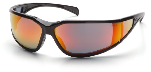 Pyramex Safety Exeter SB5155DT Antibeschlagbeschichtete Schutzbrille mit rot verspiegelten Sichtscheiben im sportlich attraktiven Design