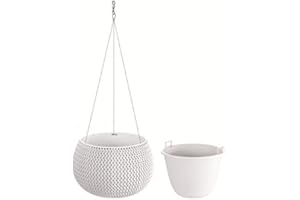 Stolmet 37cm Round Hanging Planters for Indoor Outdoor Garden Hanging Baskets for Plants with Chain (29cm, White)