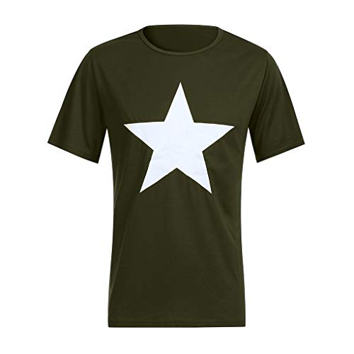Preisvergleich Produktbild Lazzgirl Männer Casual Frühling Sommer Print Kurzarm Oansatz Tops Bluse T-Shirts(Armeegrün,X-Large,Baumwollm...