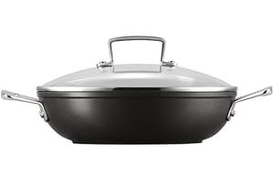 Le Creuset Toughened Non-Stick 24x5.95cm Shallow Casserole/Braiser with Glass Lid, Aluminium, 51107240010502