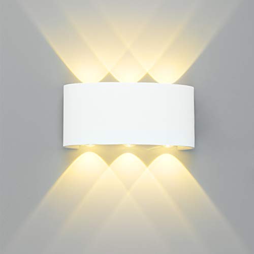 Erwei - Lampada LED da parete per esterni e interni, impermeabile, angolo di diffusione 120°, IP65, design moderno, Up and Down, impermeabile, in alluminio Weiß 6w Warmweiß
