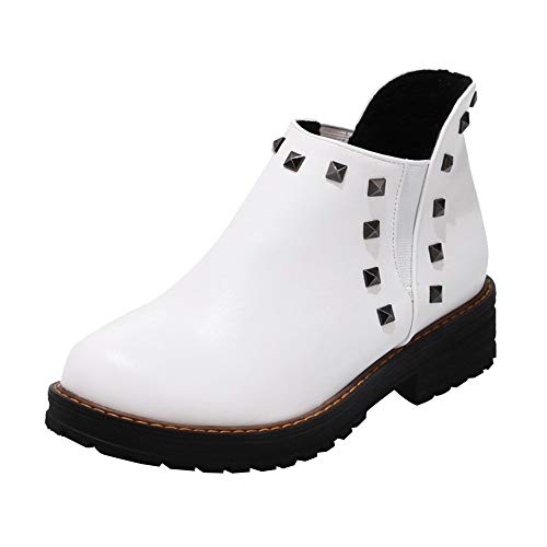 Preisvergleich Produktbild Stiefel Damen Flach Leder Damenschuhe Kurzschaft Regenstiefel Gummistiefel Schnürstiefel Bequem Reitstiefelette Rain Boot Klassischer Leder Knöchel Stiefel Boots Schnüren Freizeitschuhe QINGXIA_ZI