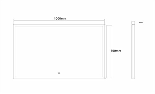 Badspiegel LED Spiegel GS042 mit Beleuchtung durch satinierte Lichtflächen Badezimmerspiegel mit Touch-Schalter (100 x 60 cm) - 5