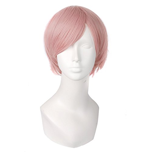 MapofBeauty Cosplay Costume Men's Short Straight Wig (Pink)