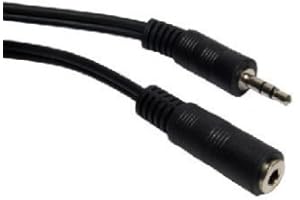 FPUK 3.5mm Jack Headphone/Mic Extension Cable Lead, Black - 3m