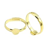 - - NBEADS 100 Bases de Anillo Doradas de latón con Base Ajustable para creación de Anillos
