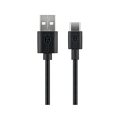 Goobay 45735 Câble de Chargement et de Synchronisation USB-C, USB-A > USB-C, Noir, 1m Longueur de Câble