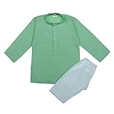 Littly Khadi Style Ethnic Wear Kids Cotton Kurta Pyjama Set for Baby Boys (Sea Green, 4-5 Years)