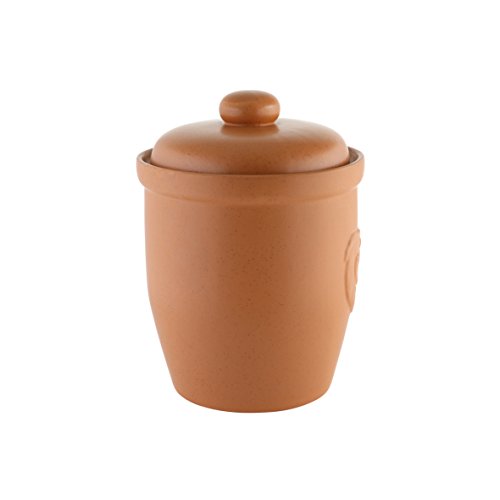 axentia Mehrzwecktopf, Rumtopf aus Keramik, Einlegetopf mit Gärrinne, Keramiktopf mit Reliefdekor, Gurkentopf mit Deckel, Gärtopf mit einem Fassungsvermögen von ca. 10 l - 2
