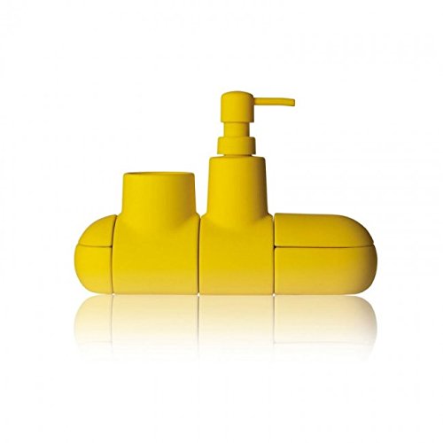 Seletti Submarino Bathroom Accessory Set, Porcelain, Yellow, 25.5 x 7 x 17.5 cm