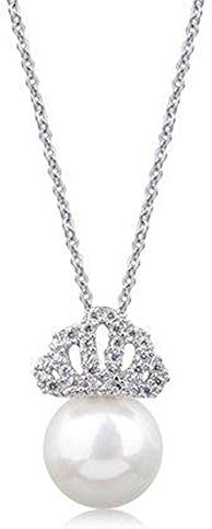 Dawn Davison Round pearl pendant full diamond crown necklace