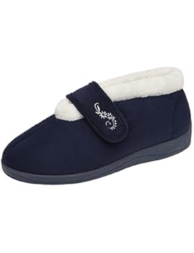 Womens Dunlop Deloris Fleece Gefüttert Weite Passform Slipper Klettverschluss